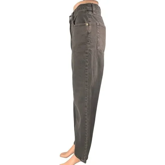 GAP 90's Loose Women's Gray Straight Wide Leg Mid Rise Denim Jeans Pants Size 28 - Picture 2 of 5